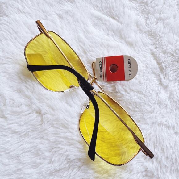 Oscar Clear Yellow w/ Gold Rim Aviator Sunglasses - Picture 10 of 11